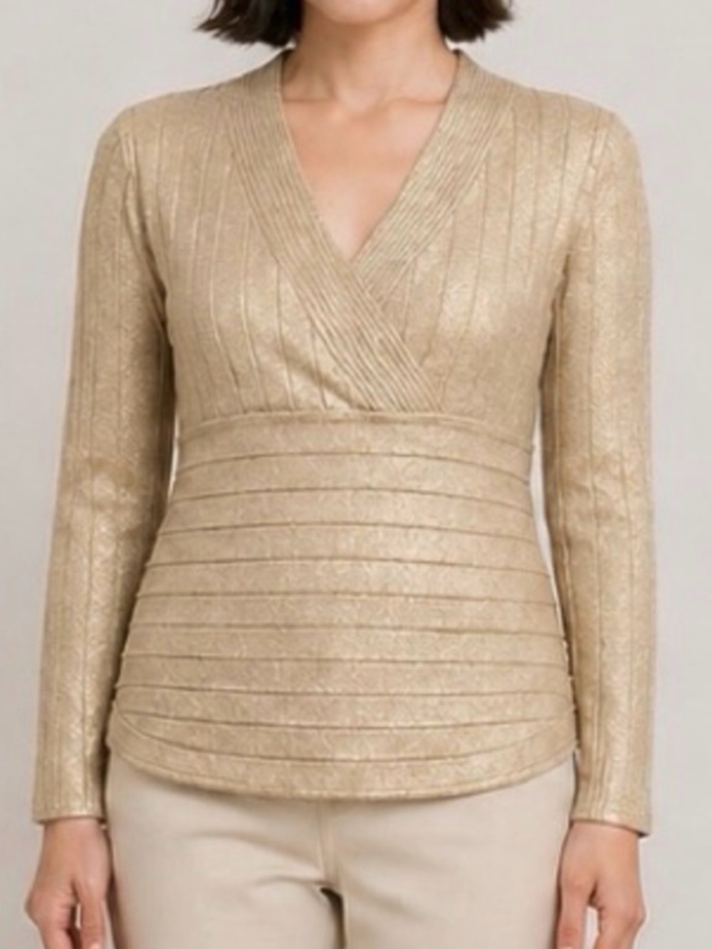 Petite Style & Co Gold Metallic Sweater